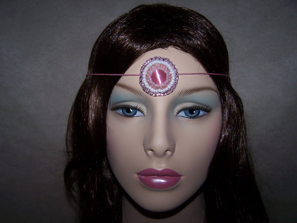 Skinny Pink Leather Adjustable Cats Eye Headband