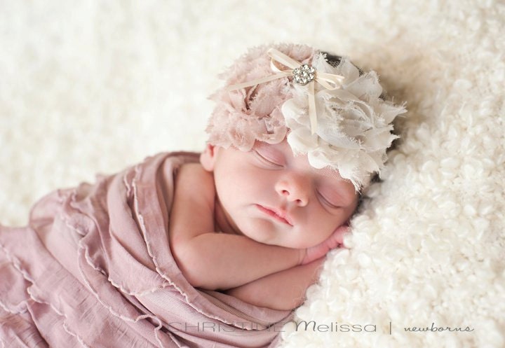 THE PARIS--Mocha & Ivory Chiffon Flower Headband
