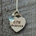 New Bride Gift, Hand stamped wedding date jewelry, Change of Name Monogram Necklace, Wedding Date Heart Pendant, Gift For New Wife