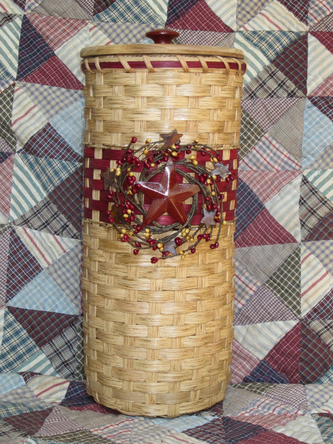 Bathroom Tissue Toilet Paper Basket with Lid by JGBaskets on Etsy