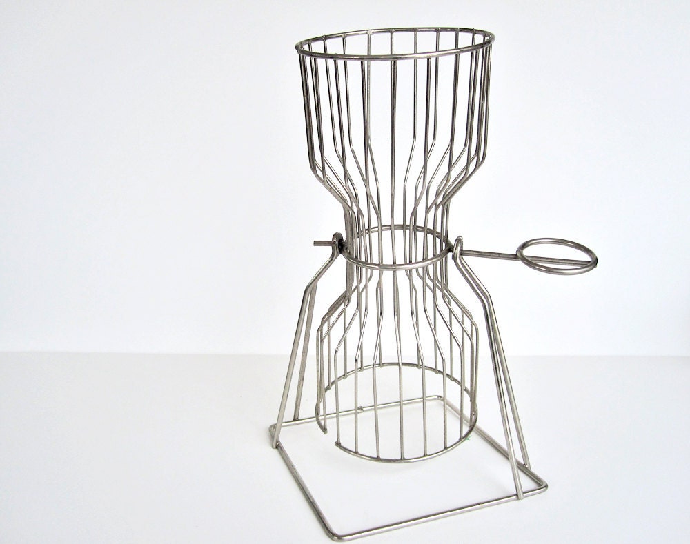 Chuck a Luck cage, wire basket or vase, industrial look, carnival or casino game, vintage 1960s