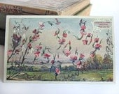 Postcard, Victorian Language of Flowers, sweet peas, "Wish You Joy," antique Edwardian card with tinsel glitter, valentine card