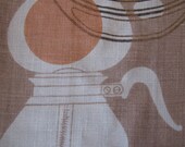 Don Wight purple. Amazing vtg retro mod atomic eames era kitchen towel, fab condition.