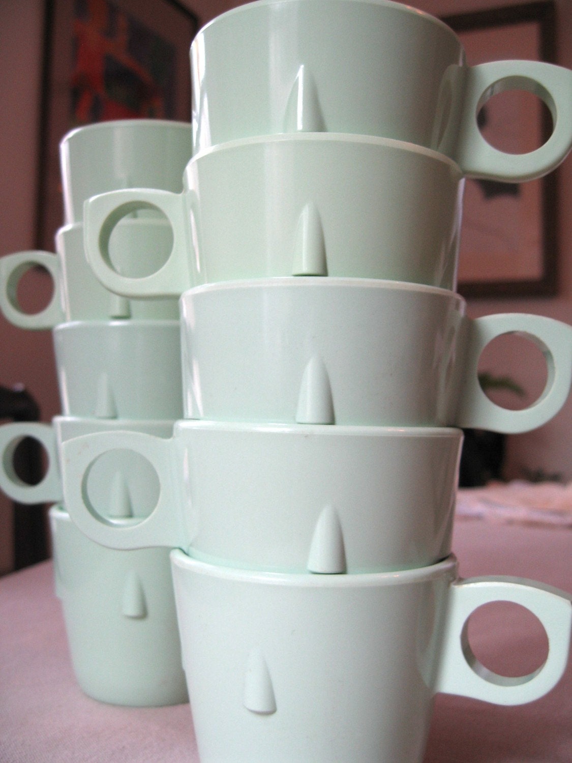 SALE. Cafeteria coffee. Set of 10 melamine coffee or tea cups.