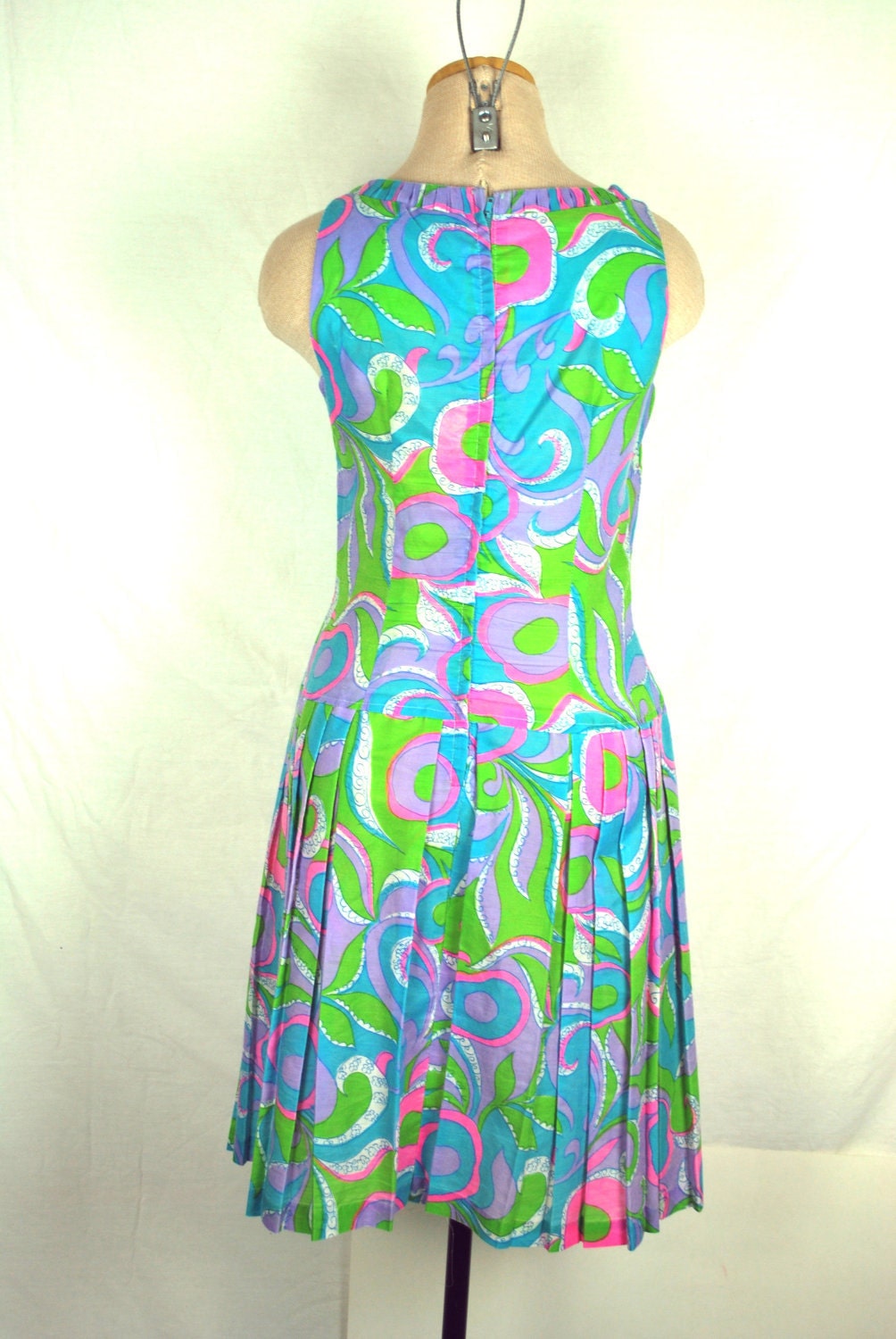 1960s Mod Psychedelic Mini Dress - Sundress (size small to medium)