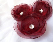 Handmade applique flowers oganza burgundy 3 pcs europeanstreetteam wedding diy bridal bouquet decor