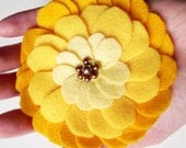 Sunshine Yellow Felt Flower Brooch Soft Chic and Romantic Floral pin romantic shabby fall winter fashion women handmade europeanstreetteam