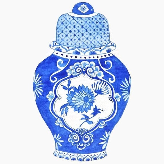 Ginger Jar in Cobalt Print