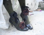 Victorian Steampunk Leather Flower BootStraps & Floral Belts Spats alternative custom order - ManoBello