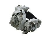 Leather Flower Bridal Cuff Trilogy Corsage, Leather Bracelet Flower Cuff Oyster White & Black in stock
