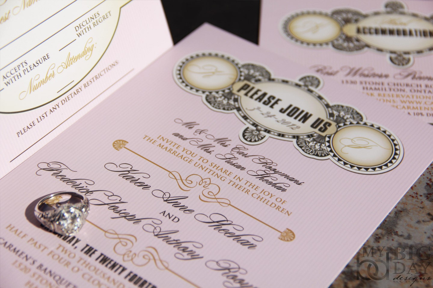 Hollywood Glam Wedding Invitation Set / 20s / Retro / Ornate / Elegant