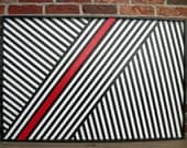 Contemporary Painting on Wood - Wood Sculpture Wall Art  - Red, Black and White
