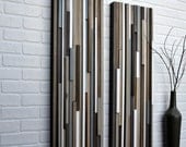 Wood Sculpture Wall Art - Lines - 12x36 Set - Earthy Neutrals