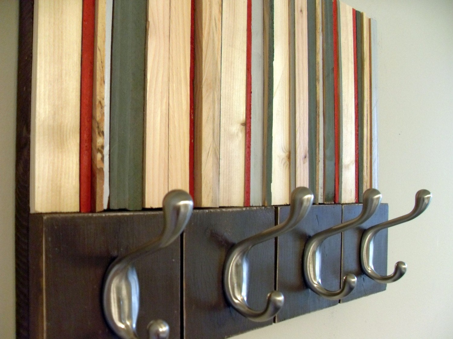 Wood Sculpture with Hooks - Coat hooks and Reclaimed Wood