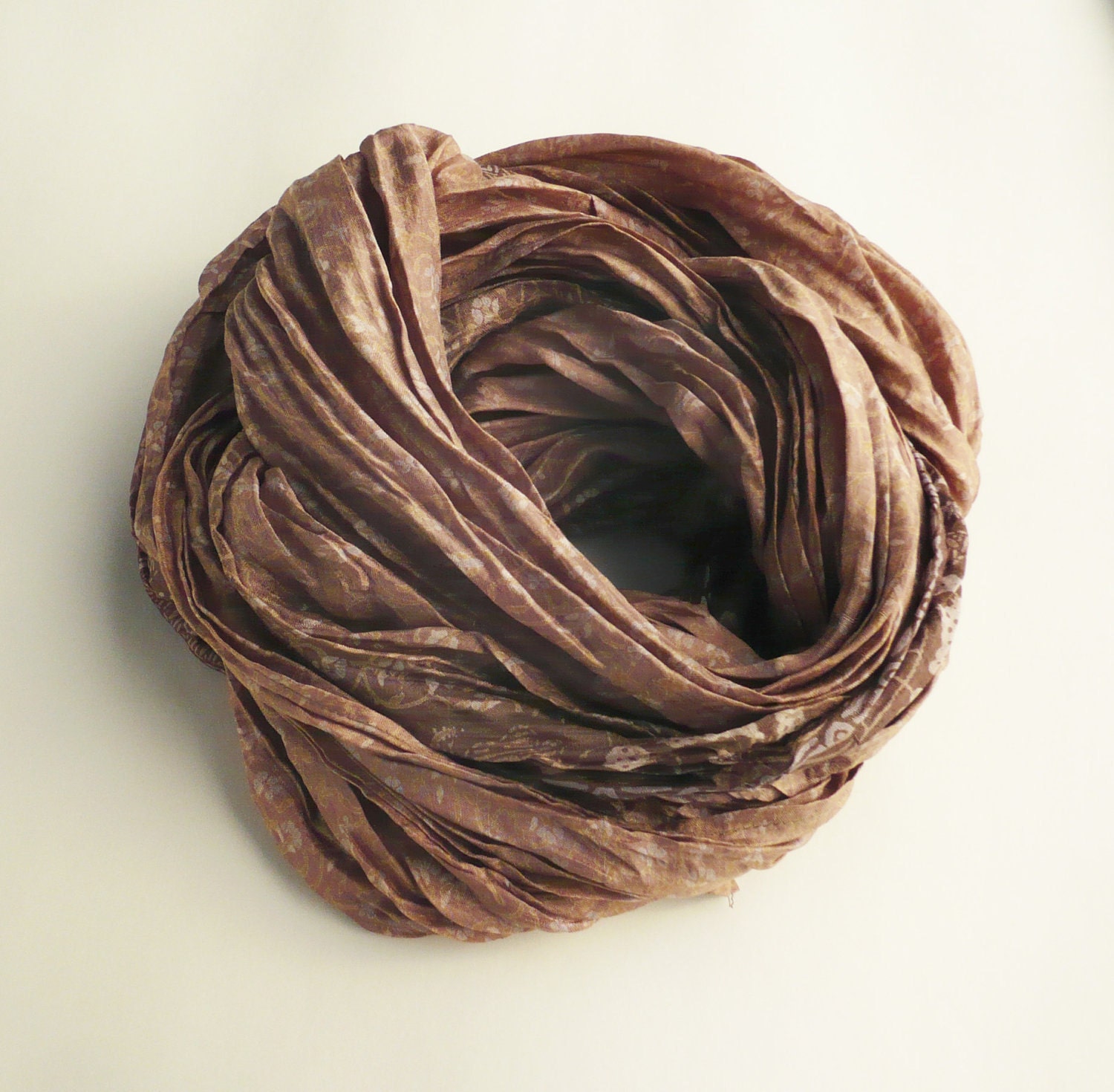 Scarve scarf..floral tan woman accesories... gift..versatile fabric.. T