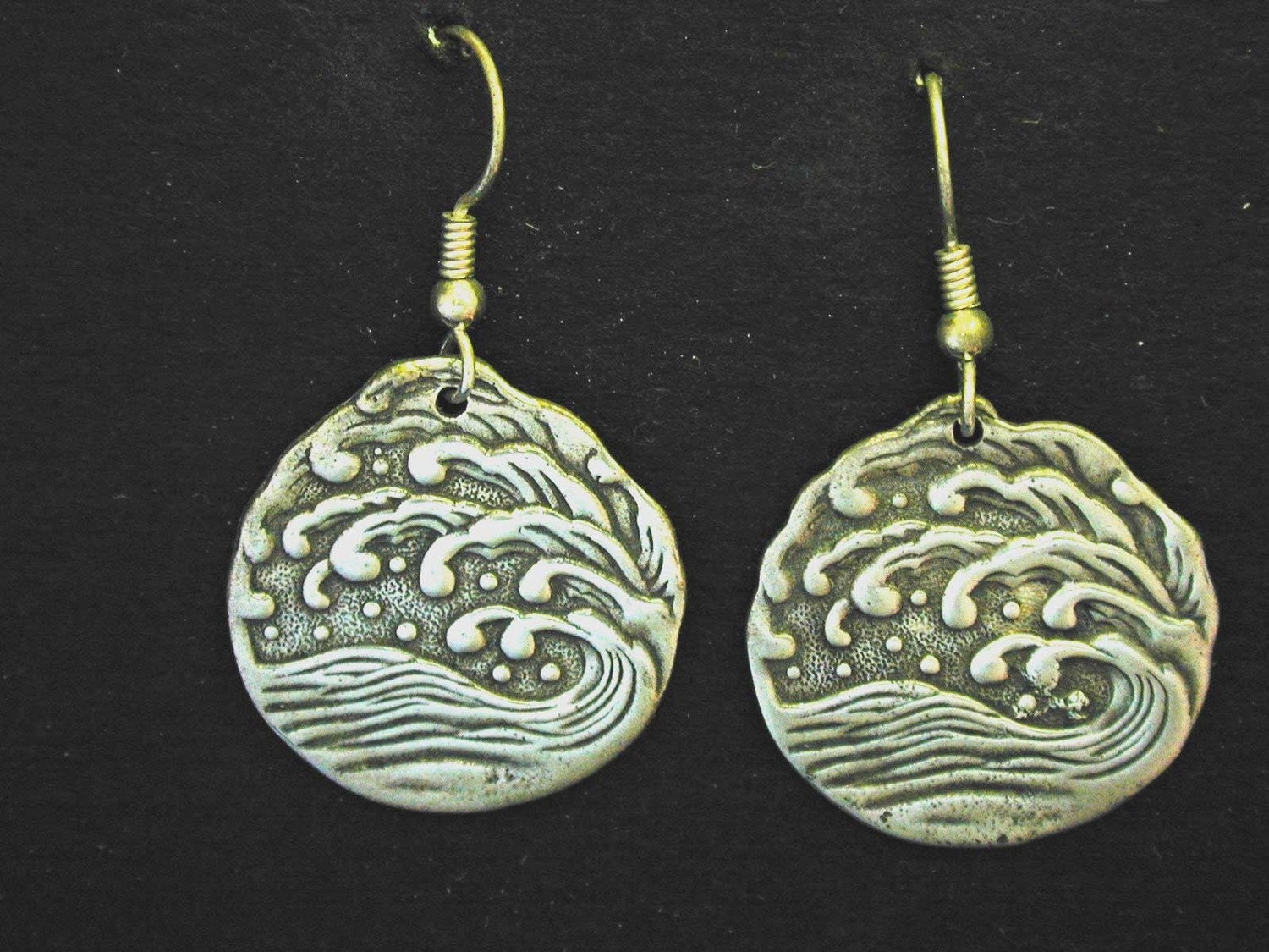 Sterling Silver Wave Earrings on Sterling Silver French Wires