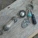 Memento Mori, Bottle Necklace, Vial Necklace, Charm Necklace, Found Objects, Steampunk, Amethyst, Turquoise,
