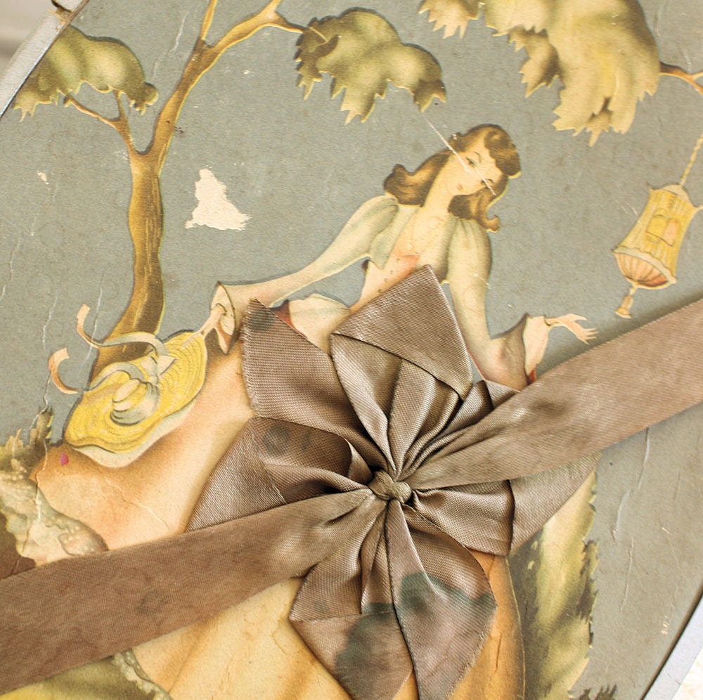 Vintage Gales Candy Box with Pretty Woman and Ribbon