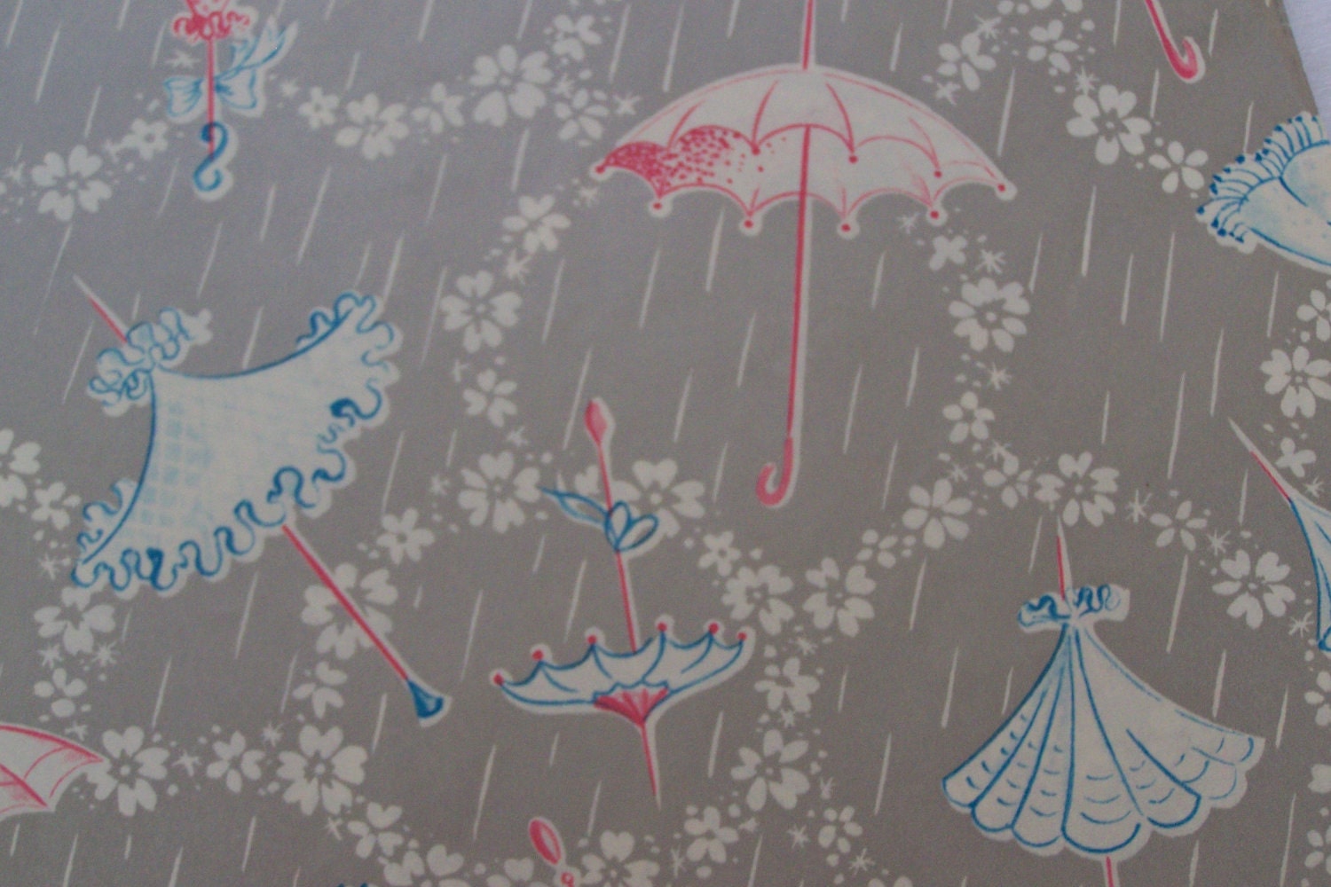 Pastel on Silver Vintage Shower Wrapping Paper