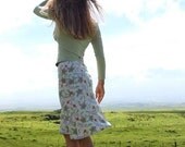 Womens Skirt - Aline Knee Length -  Organic Cotton Floral Print - Eco Friendly - Organic Clothing