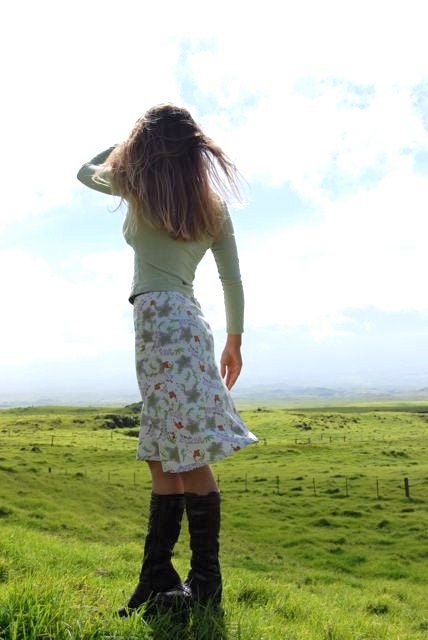 Womens Skirt - Aline Knee Length - Organic Cotton Floral Print - Eco Friendly - Organic Clothing