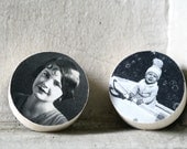 Mother And Son Miniature Wood Block Wall Hangings Vera and Felix