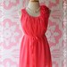 Flying III Dress Salmon Pink Floral Shoulder Matching Sash Asymmetric Hem