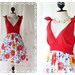 Summer Sale - Nature Floral Garden III - Stunning Beautiful Spring Summer Dress Tie Straps Bow Shoulder Floral Skirt With Red Top