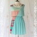 Strip Mini Dress - Awesome Whimsical Stripped Mini dress Red Hot Pink Mint And Cream Stripped Matched Mint Blue toned Adorable Mini Sundres