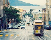 San Francisco, Powell Street Cable Car - Fine Art  5x5, city travel san francisco fpoe rain cable car blue photo