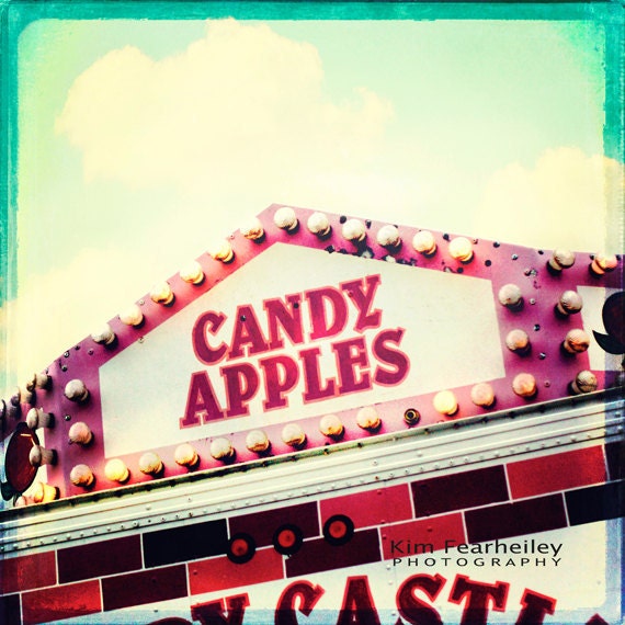 Carnival Photography - Candy Apples, 5x5 Fine Art Photography . state fair . carnival . circus . nursery decor . circus art . apples - kimfearheiley