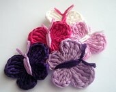 Crochet butterfly  set of 5 pcs,  in 100% cotton quality yarn, appliques, embellishment
