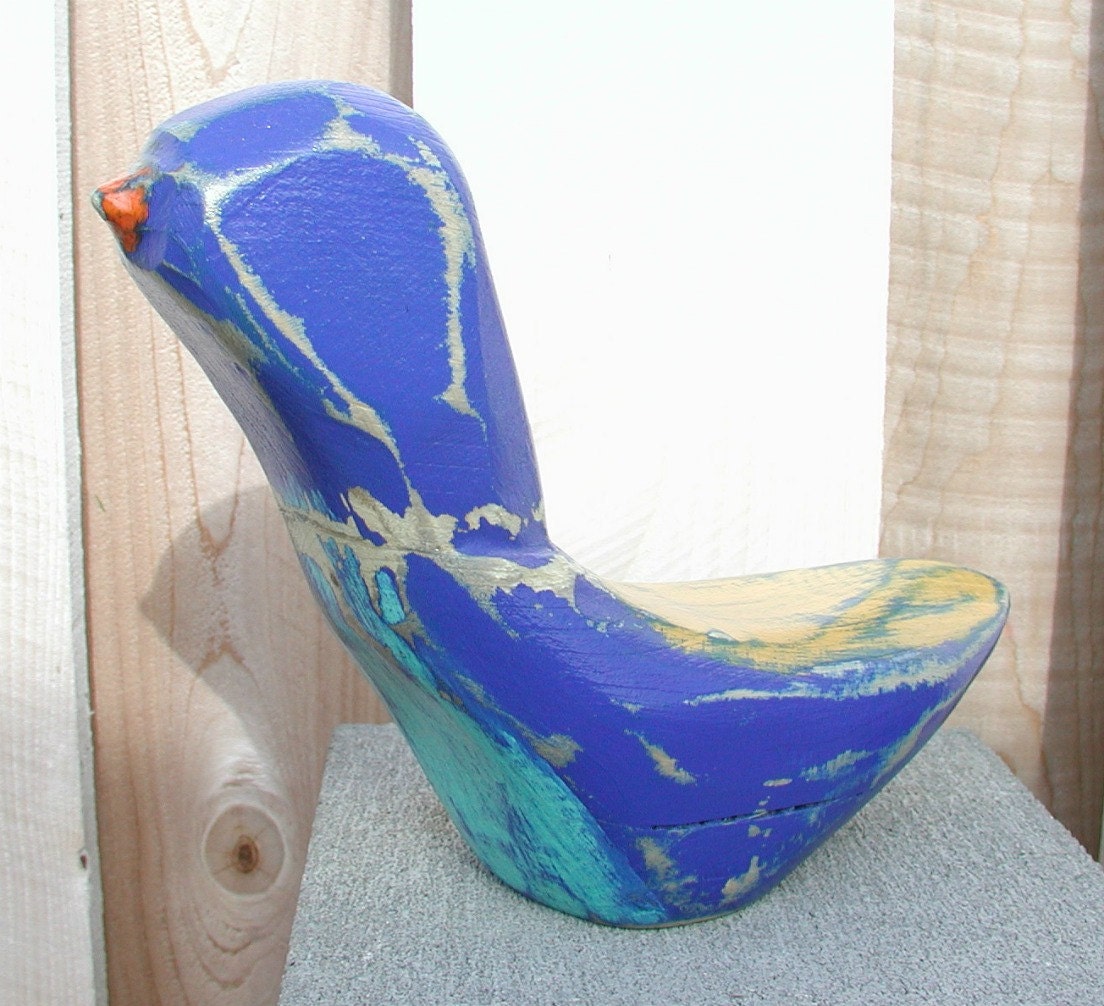blue bird wood bird woodcarving sculpture