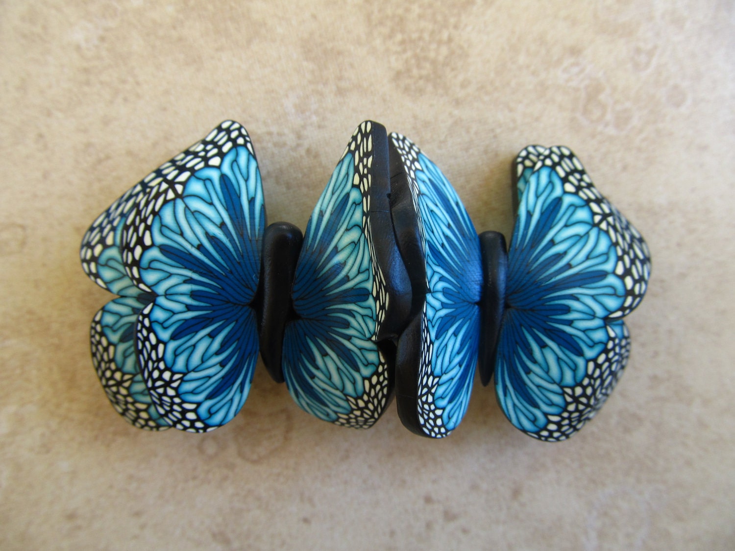 Medium Blue Polymer Clay Butterfly Hair Barrette