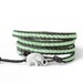 the lucky elephant Mint Green Leather Wrap Bracelet - Faceted Mint Crystals with GOOD LUCK ELEPHANT