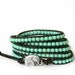 the lucky elephant Leather Wrap Bracelet - Turquoise Santa Fe with GOOD LUCK ELEPHANT
