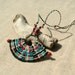 Mayan micro macrame necklace with red coral beads