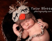FREE SHIPPING sleepy owl earflap hat