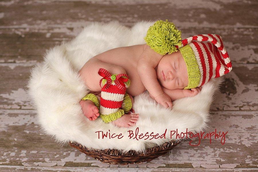 newborn photo prop santa baby hat and leg warmer set