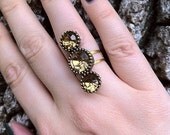 3 Rhinestone Topaz Ring