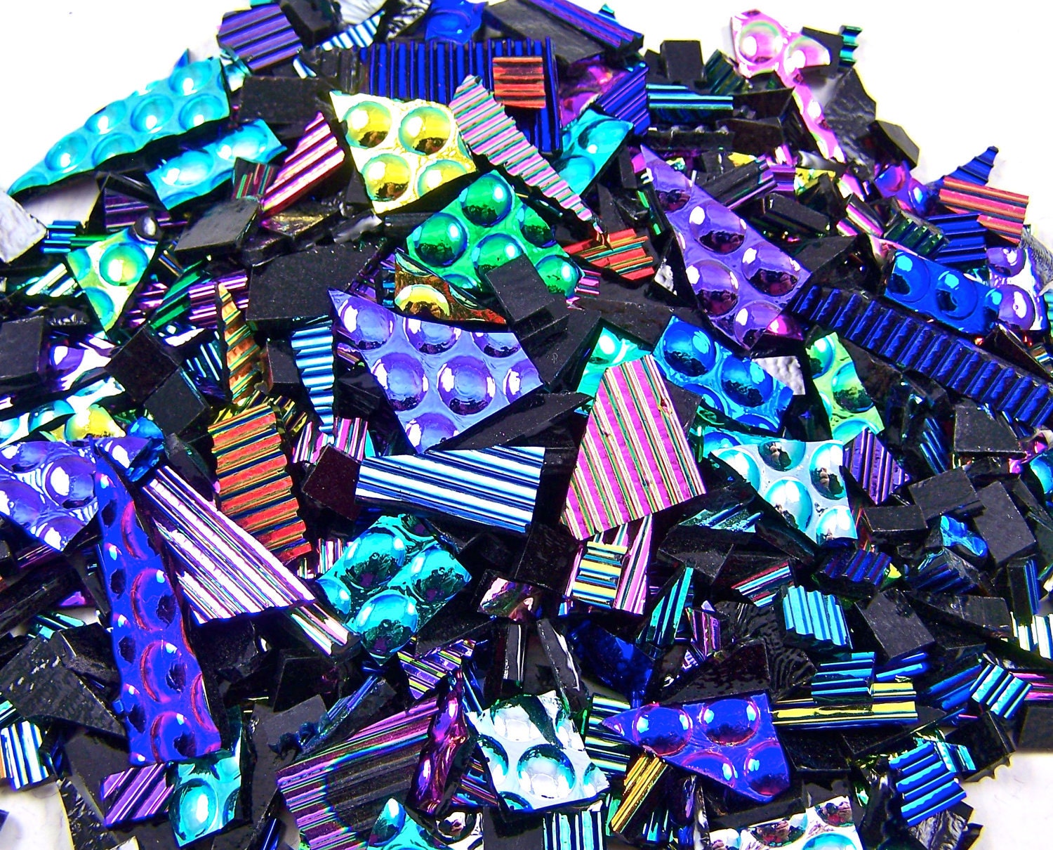 Dichroic Glass Scrap 2 Ounce 90 Coe All On Black By Haydenbrook 