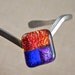 Dichroic Bracelet - Copper Orange Cobalt Blue Purple Violet Patchwork V Cuff Fused Glass - 1/2" 12mm