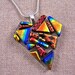Dichroic Pendant - Shard Heart Bright Copper Gold Golden Orange Patterned Shards of Fused Glass - 1.5"
