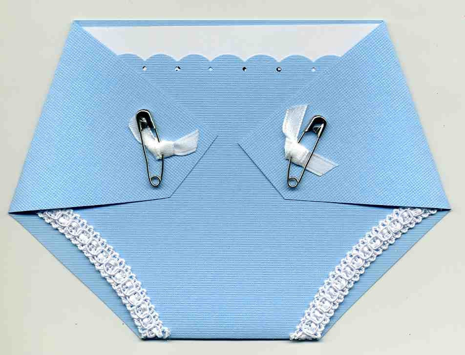 Baby Shower Invitations Blue Boy Diaper Shaped