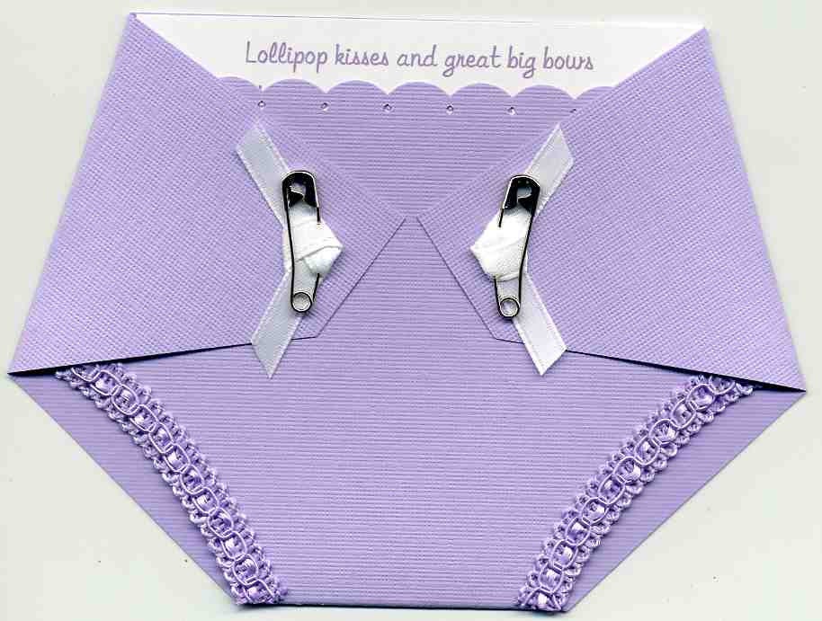 Baby Shower Invitation Diaper Shaped In Purple