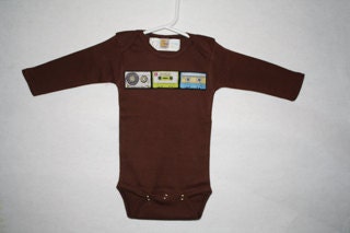 Boy's Long Sleeved 100% Cotton Baby Onesie in Chocolate Brown - Size 3-6, 6-12 or 12-18 months