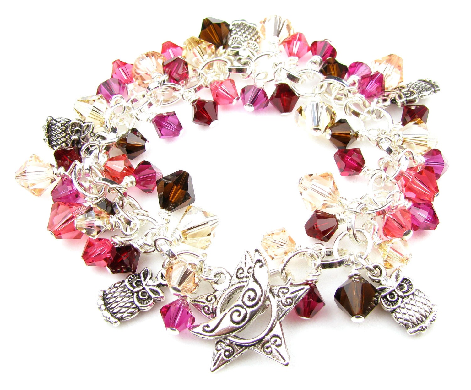Night Owl Swarovski Crystal Charm Bracelet