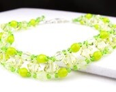 Lemon Lime Right Angle Weave Crystal Bracelet
