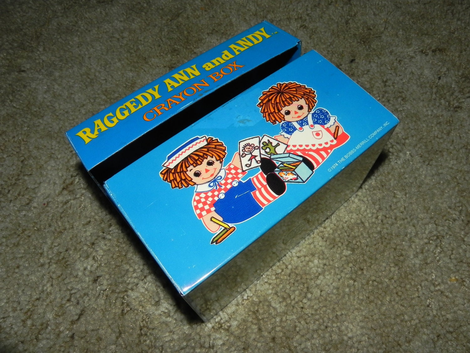 Raggedy Ann and Andy Vintage Tin Crayon Box