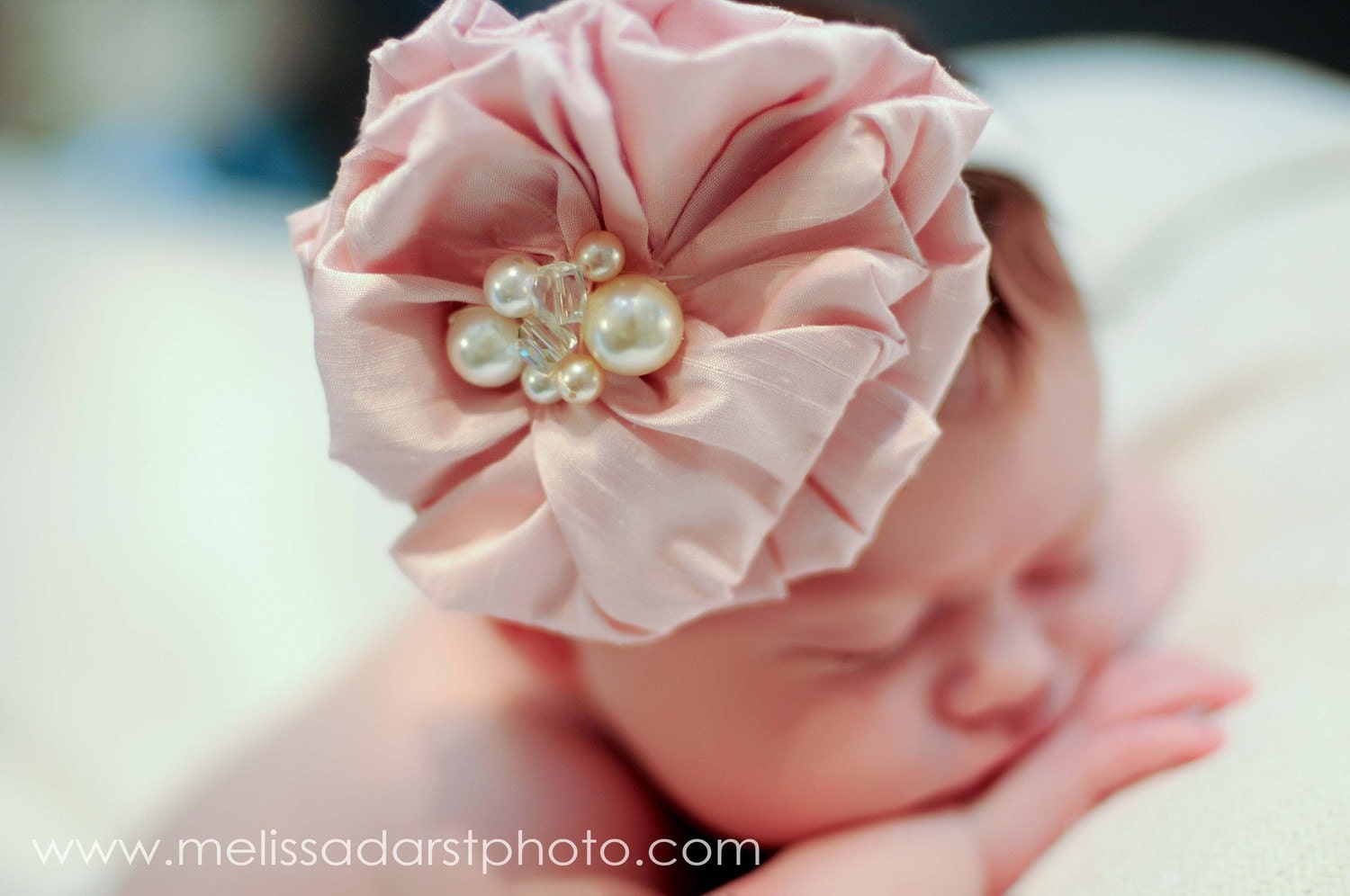 Newborn Baby Girl Headband...Pink Flower Headband...Baby Girl Heaband..Newborn Flower Headband...Newborn Baby Girl Photo Prop..pink..BELLA
